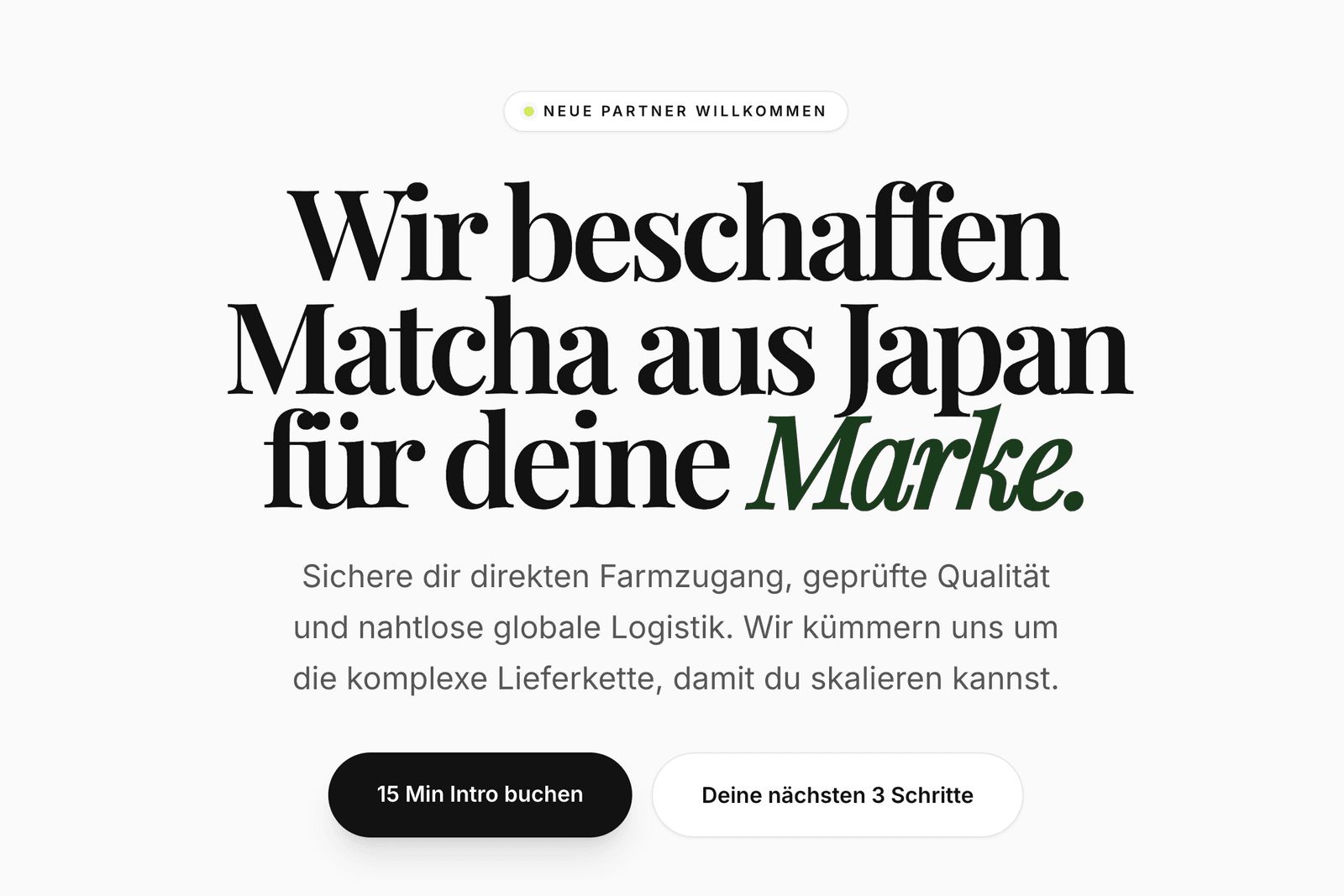 Landingpage von Matcha Partners